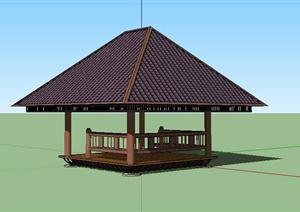 东南亚风格大型泰式休闲亭SketchUp(SU(草图大师))3D模型