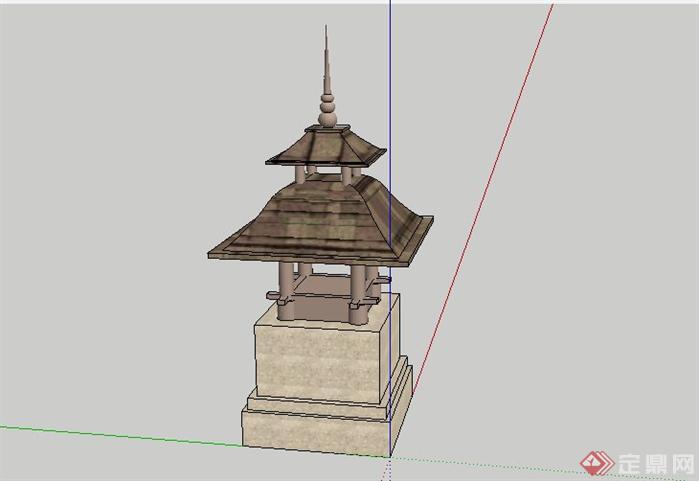 东南亚风格灯具基座景观小品SketchUp(SU)3D模型