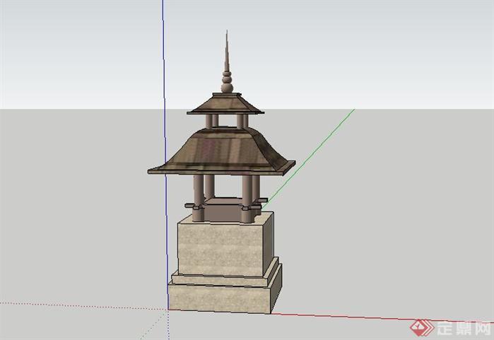 东南亚风格灯具基座景观小品SketchUp(SU)3D模型