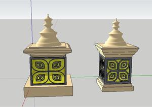 东南亚风格墙头灯SketchUp(SU(草图大师))3D模型