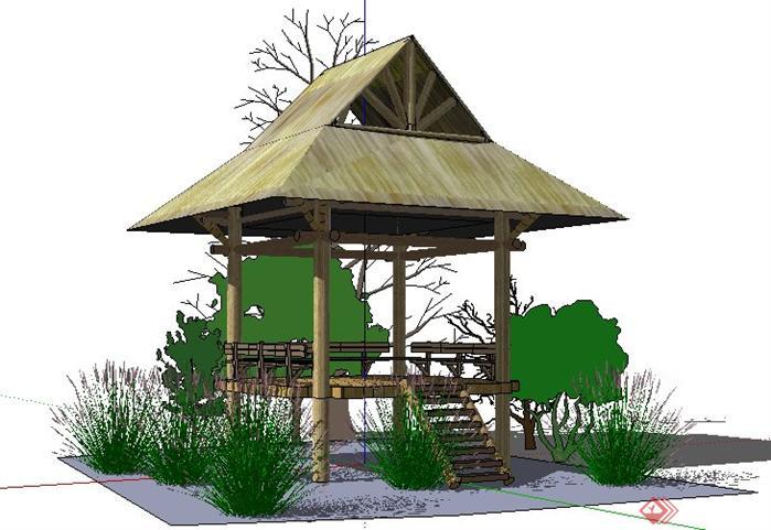 东南亚风格草亭设计SketchUp(SU)3D模型