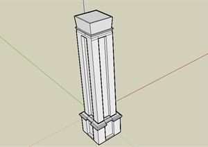 某购物街方形广场柱SketchUp(SU(草图大师))3D模型