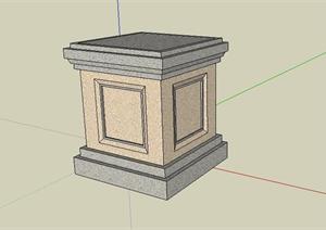 某广场低矮装饰柱景观SketchUp(SU(草图大师))3D模型