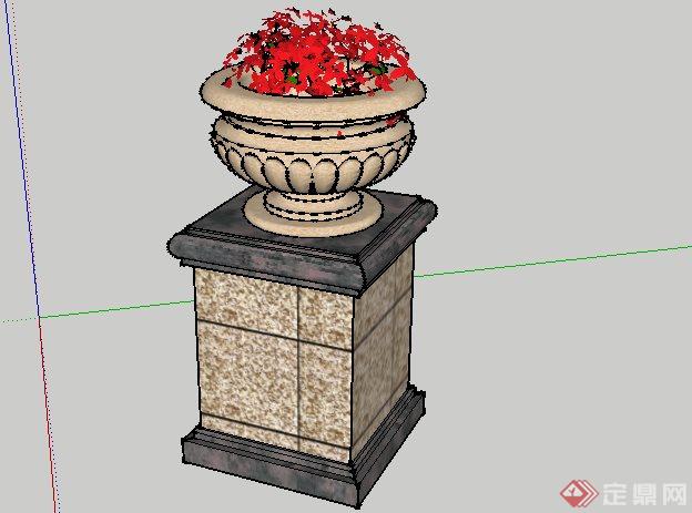 一款欧式景观花钵设计SketchUp(SU)3D模型