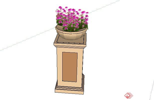 景观柱式花钵SketchUp(SU)3D模型