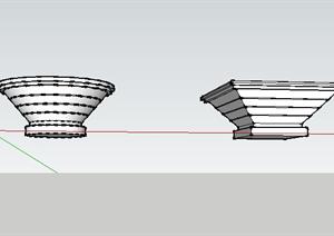 景观圆形花钵和方形花钵SketchUp(SU(草图大师))3D模型