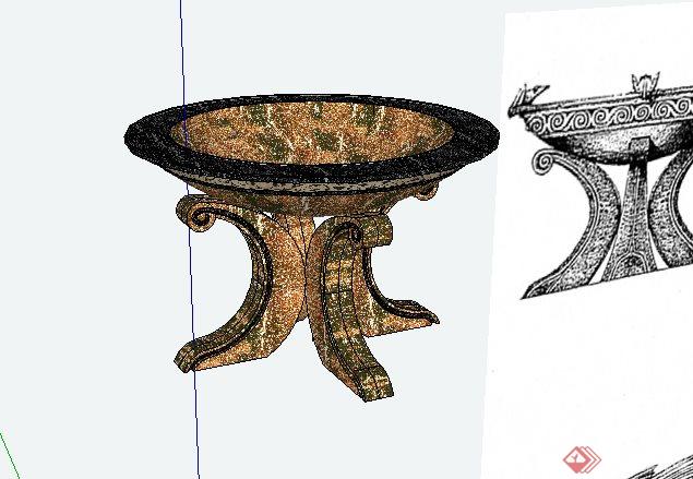 鱼雕塑花钵设计SketchUp(SU)3D模型