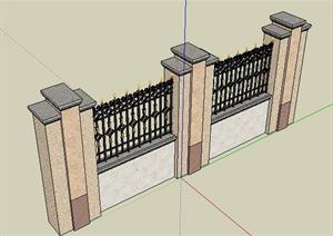 某小区栏杆式景墙SketchUp(SU(草图大师))3D模型