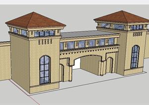 某大型居住区门楼SketchUp(SU(草图大师))3D模型