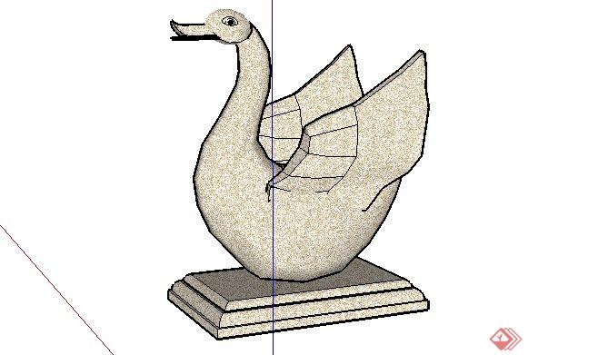 天鹅吐水雕塑带基座SketchUp(SU)3D模型