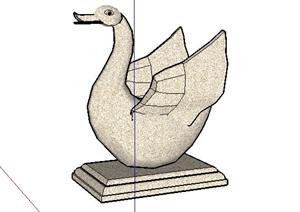 天鹅吐水雕塑带基座SketchUp(SU(草图大师))3D模型