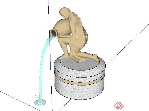 人物雕塑水景SketchUp(SU)3D模型