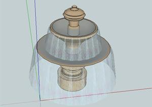 喷泉景观双层跌水钵SketchUp(SU(草图大师))3D模型