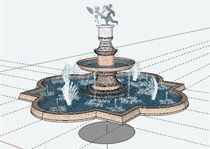 欧式天使组合景观跌水钵SketchUp(SU(草图大师))3D模型