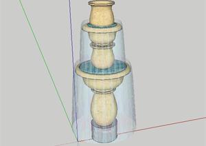 陶罐组合景观跌水钵SketchUp(SU(草图大师))3D模型