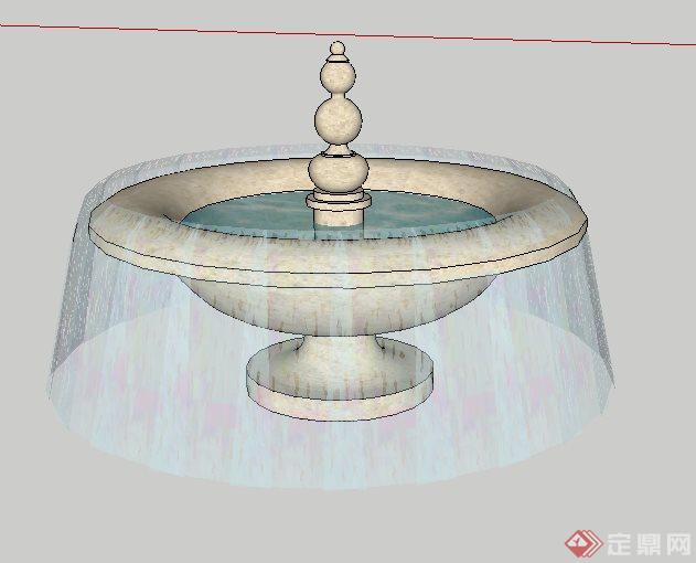 单层景观跌水钵SketchUp(SU)3D模型