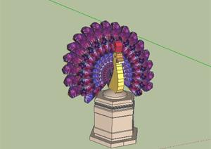 东南亚风格孔雀开屏景观小品SketchUp(SU(草图大师))3D模型