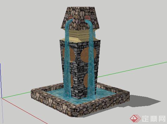 东南亚喷泉景观小品SketchUp(SU)3D模型