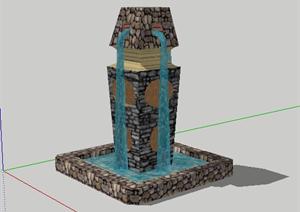 东南亚喷泉景观小品SketchUp(SU(草图大师))3D模型