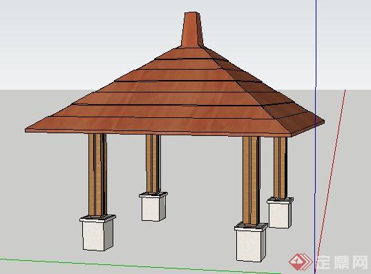 东南亚风格方亭SketchUp(SU)3D模型