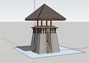 东南亚风格造型独特景观亭SketchUp(SU(草图大师))3D模型