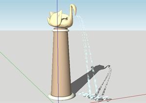东南亚风格天鹅喷水景观小品SketchUp(SU(草图大师))3D模型