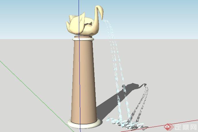 东南亚风格天鹅喷水景观小品SketchUp(SU)3D模型