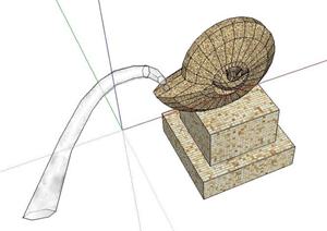 精细海螺吐水雕塑SketchUp(SU(草图大师))3D模型