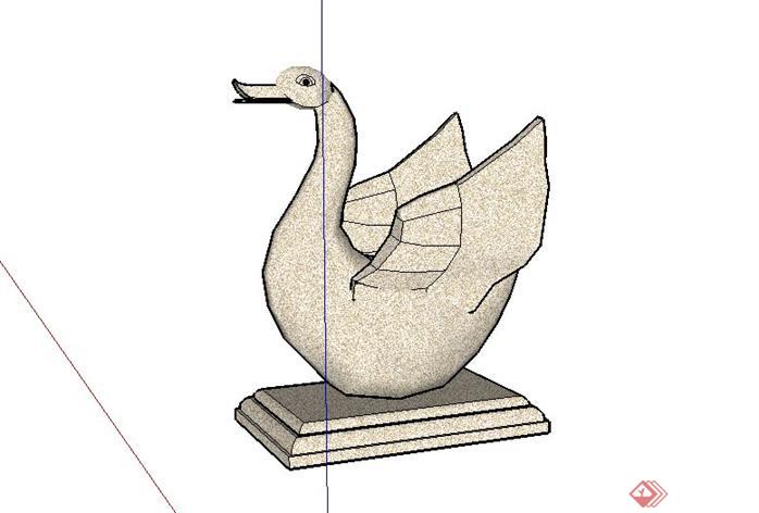 精细天鹅吐水雕塑SketchUp(SU)3D模型