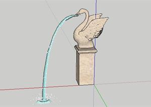 水池边天鹅吐水雕塑SketchUp(SU(草图大师))3D模型