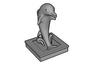 海豚吐水雕塑SketchUp(SU(草图大师))3D模型
