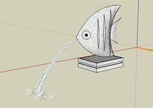 热带鱼喷泉雕塑吐水雕塑SketchUp(SU(草图大师))3D模型