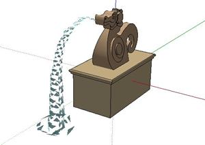 海马吐水雕塑SketchUp(SU(草图大师))3D模型