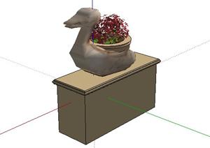 鸭子吐水雕塑SketchUp(SU(草图大师))3D模型