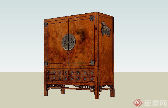 中式景观组合装饰柜SketchUp(SU)3D模型