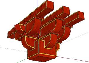 中式景观组合斗拱SketchUp(SU(草图大师))3D模型