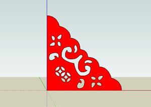 中式景观组合转角装饰SketchUp(SU(草图大师))3D模型