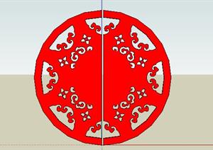 中式景观组合中式门扣SketchUp(SU(草图大师))3D模型