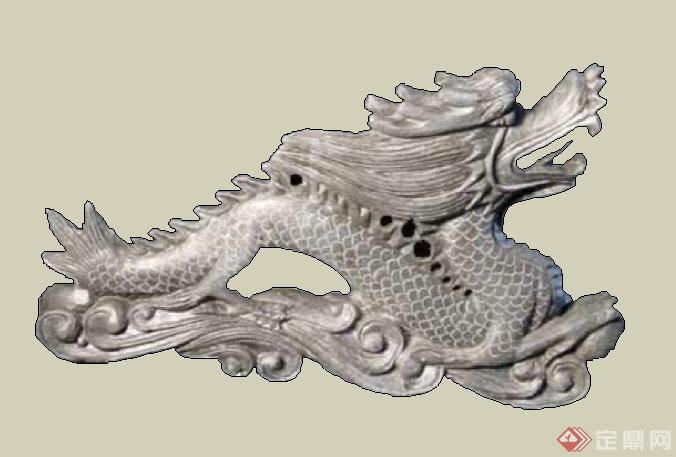 中式景观组合屋脊构件飞龙SketchUp(SU)3D模型