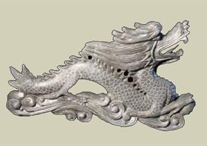 中式景观组合屋脊构件飞龙SketchUp(SU(草图大师))3D模型