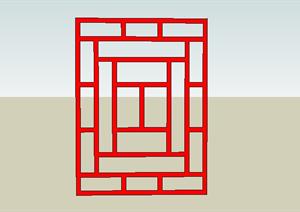 中式景观构件窗格设计SU(草图大师)模型