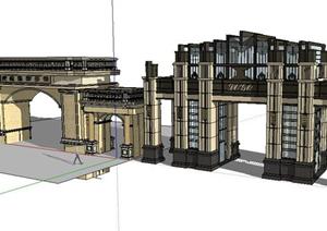2款别墅区入口大门设计SketchUp(SU(草图大师))3D模型