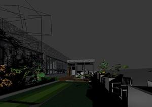 某商业空间露台花园景观设计3D模型素材