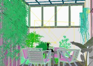 某阳台空中花园设计3D模型素材
