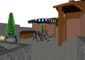 某露台花园景观设计3D模型素材