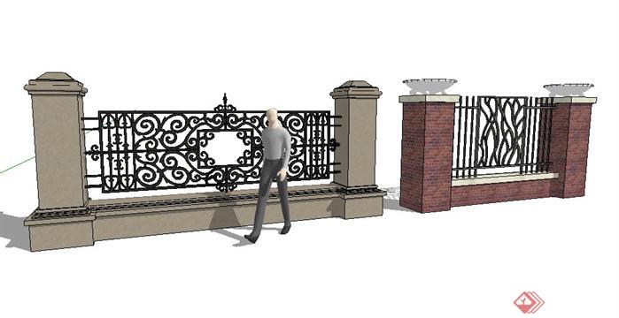 2款居住区围墙设计SketchUp(SU)3D模型
