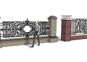 2款居住区围墙设计SketchUp(SU(草图大师))3D模型