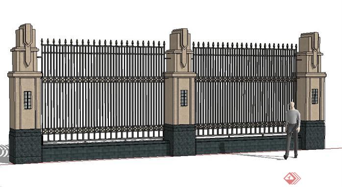 某欧式别墅区围墙设计SketchUp(SU)3D模型