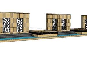 某现代风格景墙 树池 水景设计SketchUp(SU(草图大师))3D模型