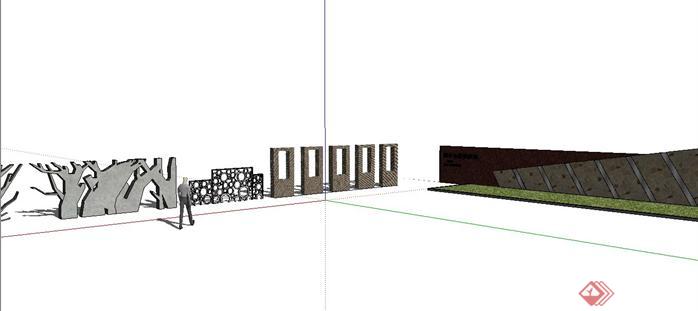 2款现代风格景观墙设计SketchUp(SU)3D模型